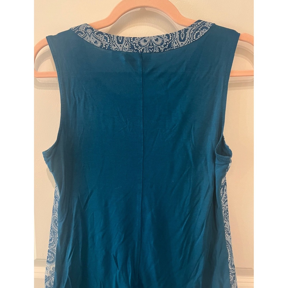 New York & Company Blouse Womens M Teal Paisley Shell Tank 1644 - Picture 10 of 12